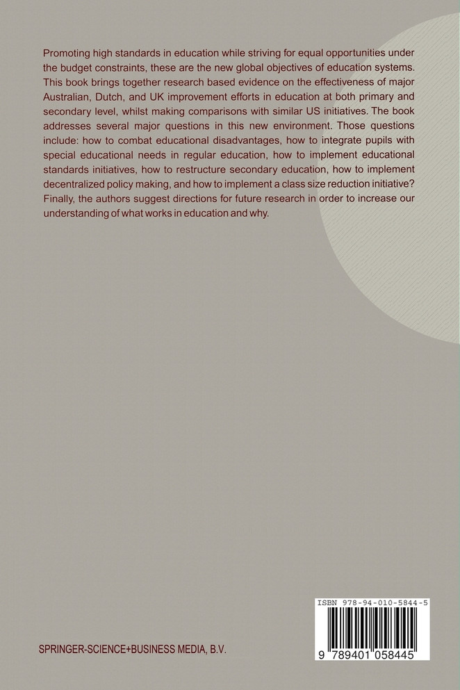 Enhancing Educational Excellence, Equity and Efficiency