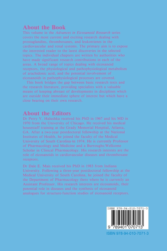 Eicosanoids in the Cardiovascular and Renal Systems