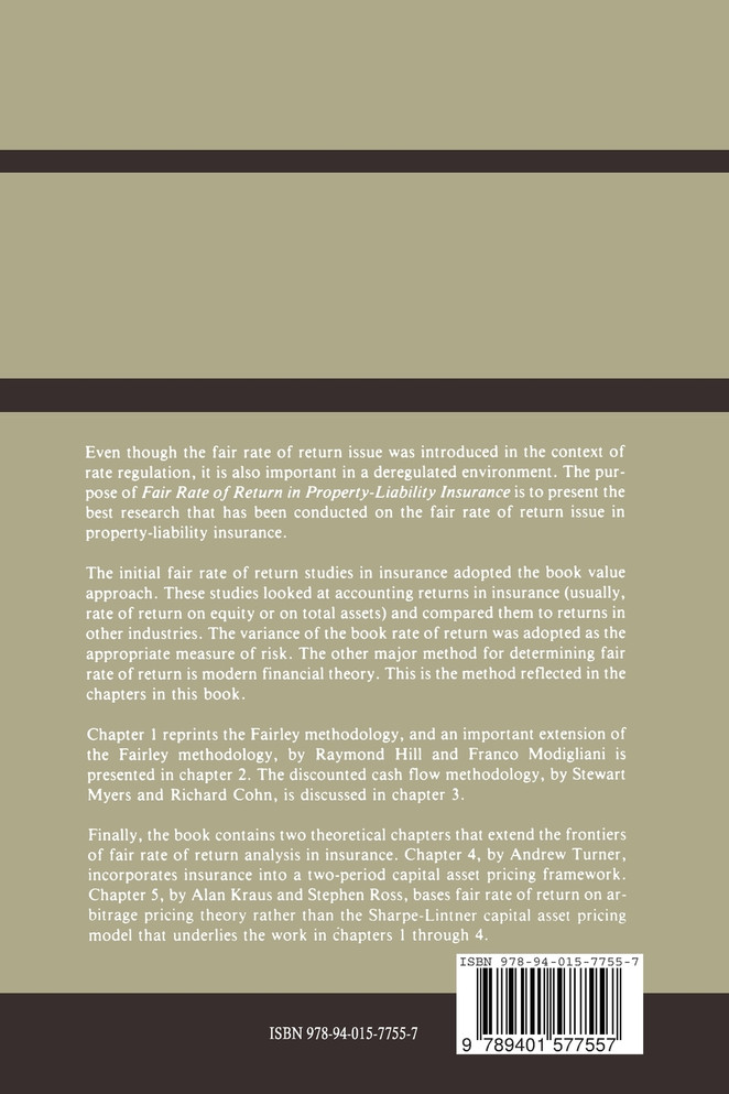 Fair Rate of Return in Property-Liability Insurance