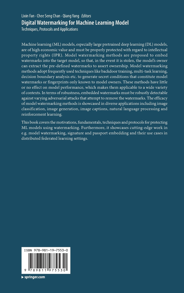 Digital Watermarking for Machine Learning Model