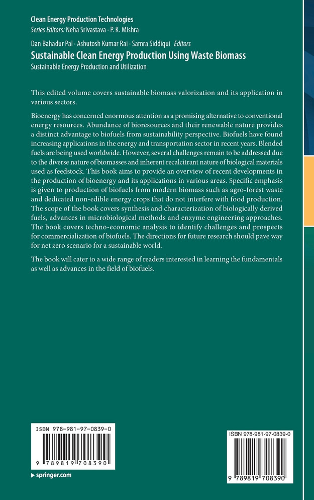 Sustainable Clean Energy Production Using Waste Biomass