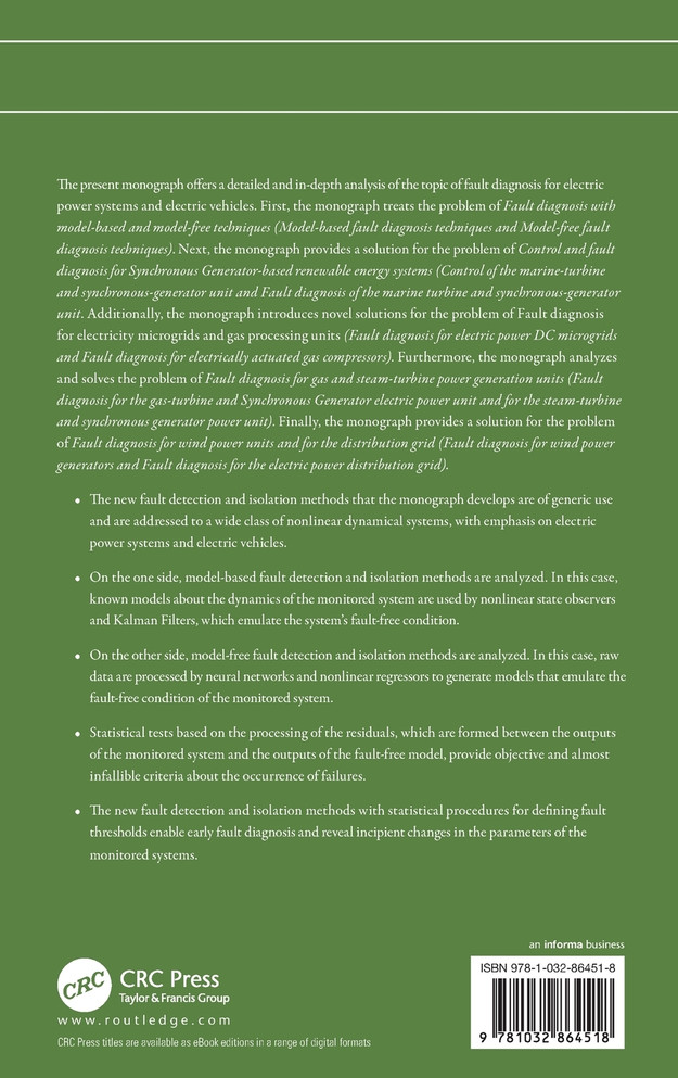Fault Diagnosis for Electric Power Systems and Electric Vehicles