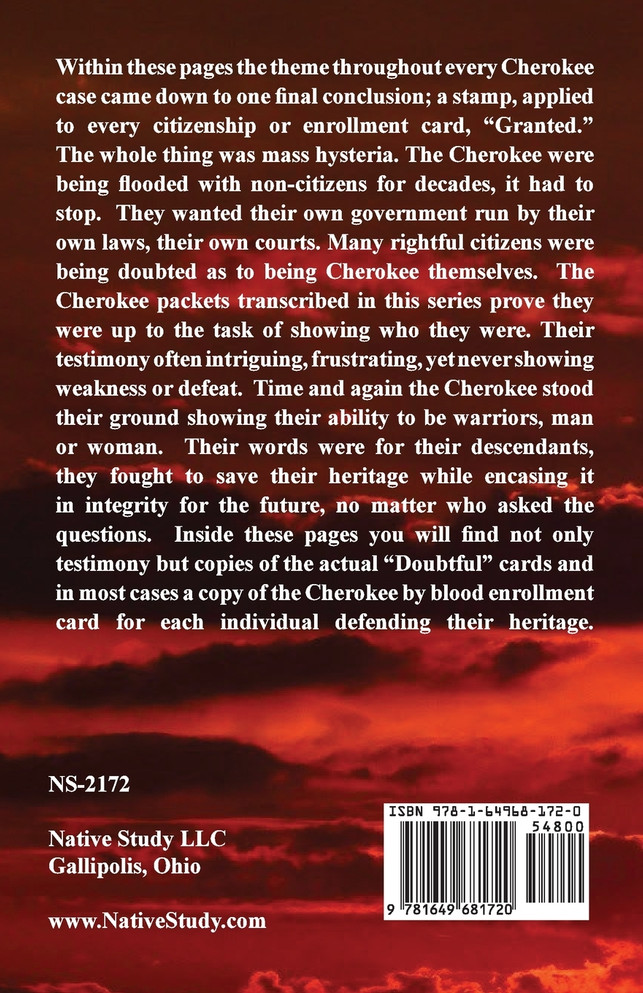 Cherokee Granted Enrollment Cards & Dawes Packets 1900 - 1907