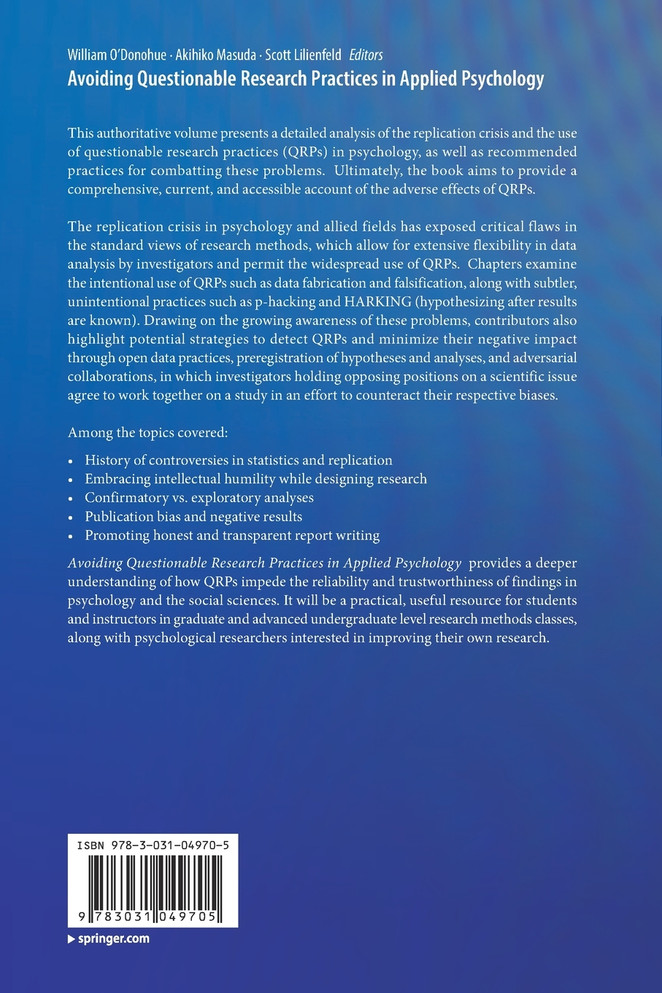 Avoiding Questionable Research Practices in Applied Psychology