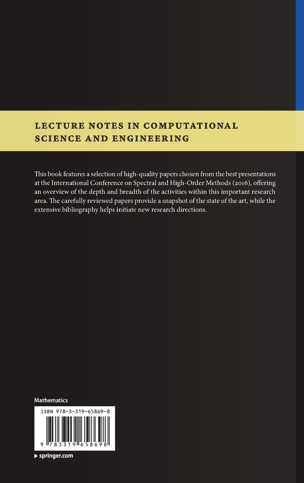 Spectral and High Order Methods for Partial Differential Equations ICOSAHOM 2016