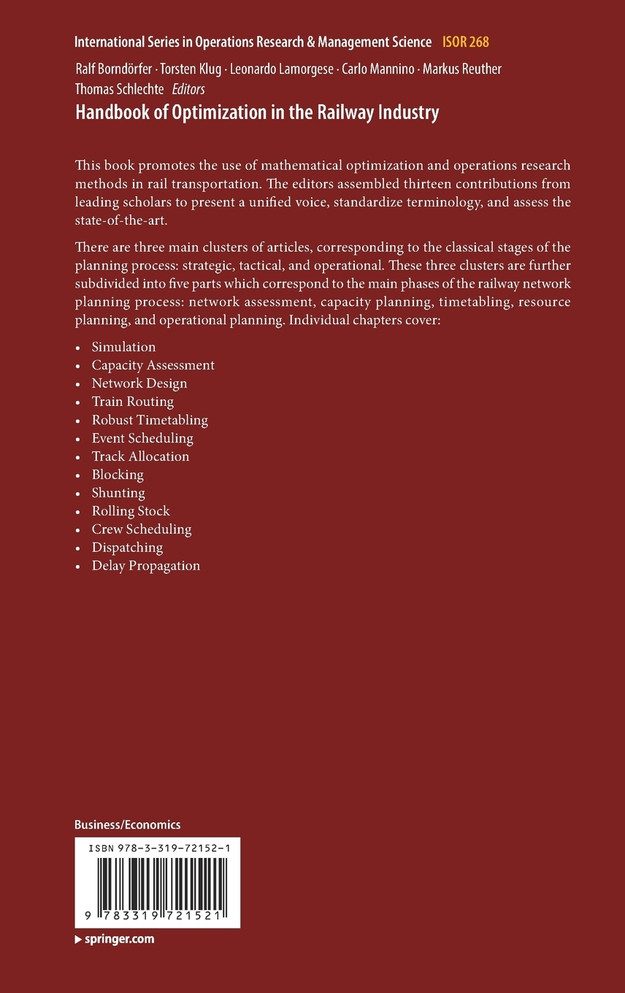 Handbook of Optimization in the Railway Industry