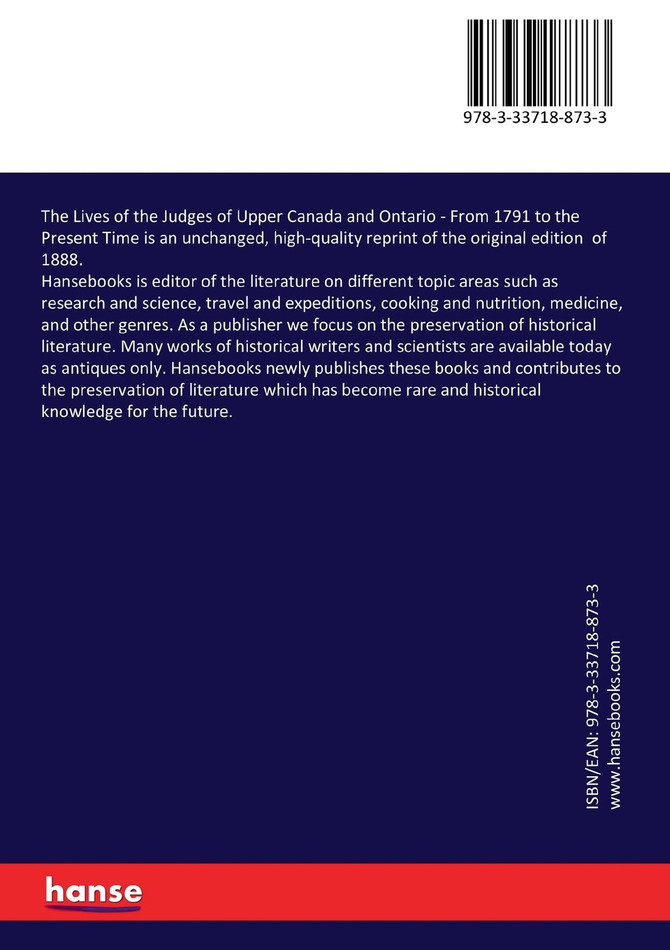 The Lives of the Judges of Upper Canada and Ontario