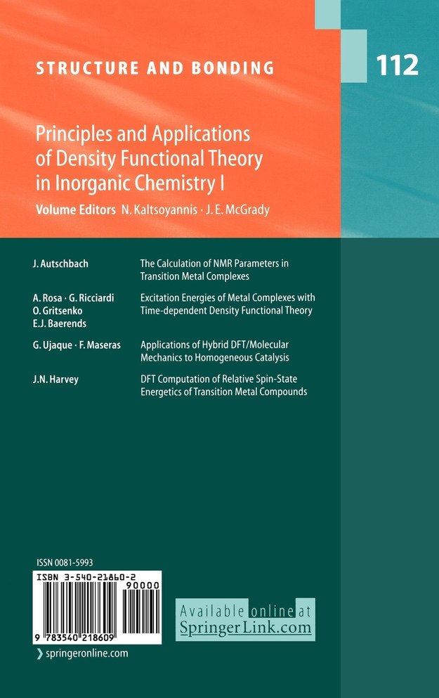 Principles and Applications of Density Functional Theory in Inorganic Chemistry I
