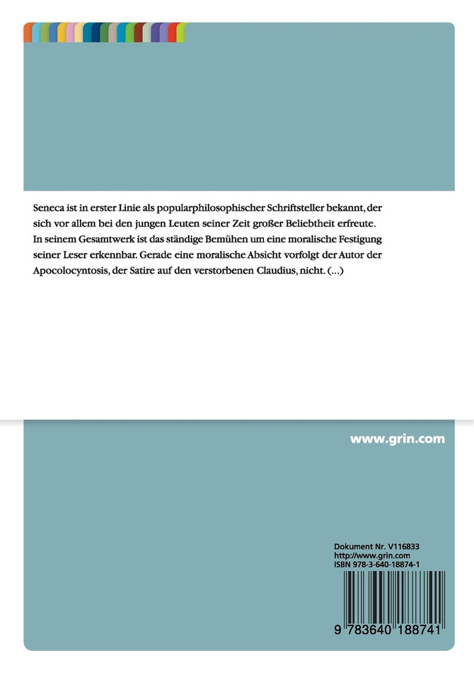 Seneca, "Apocolocyntosis" - Einzelinterpretation der Nänie auf Claudius (Kapitel 12)