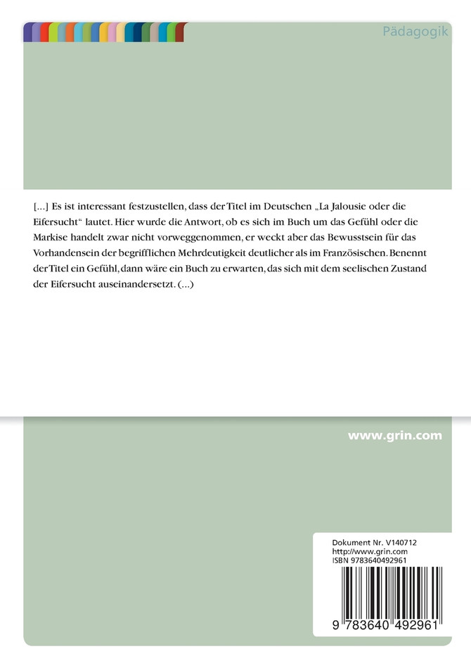 Analyse des eifersüchtigen Ehemannes in „La Jalousie" von Alain Robbe Grillet
