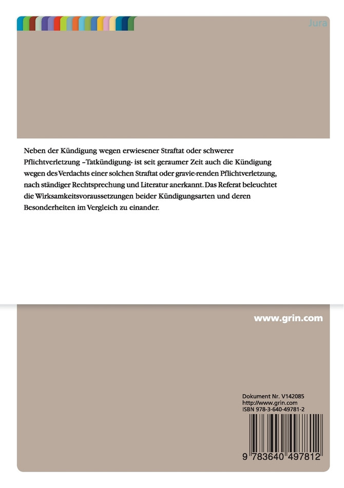 Die Verdachtskündigung im Vergleich zur Tatkündigung