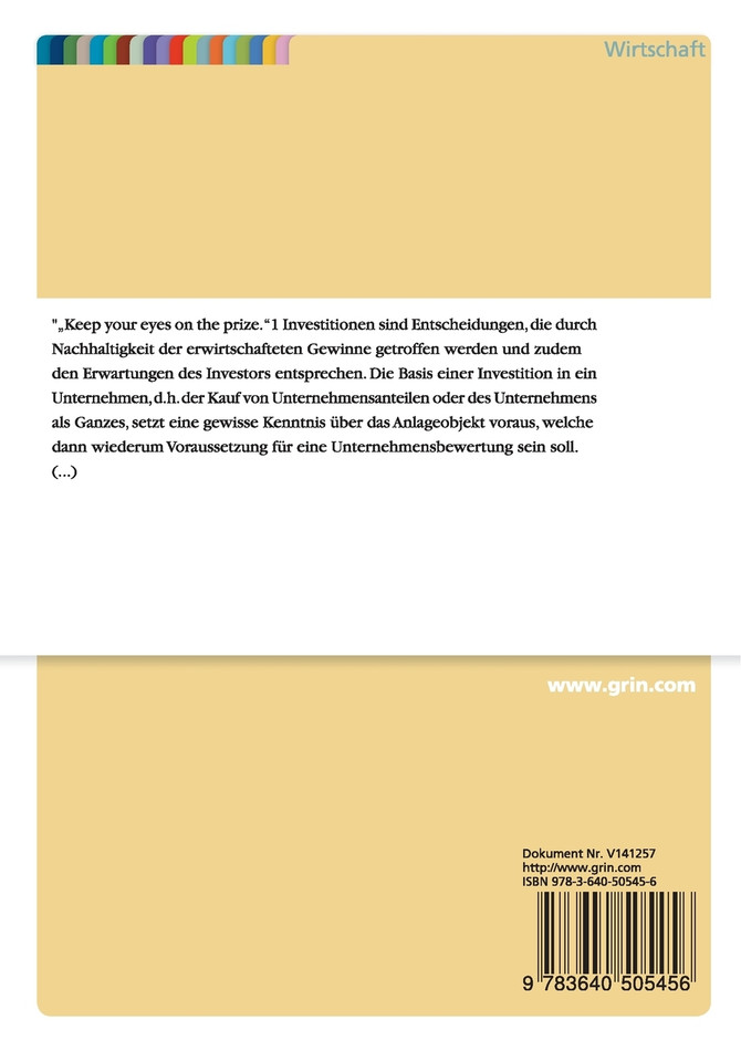 Alternative Verfahren der Unternehmensbewertung