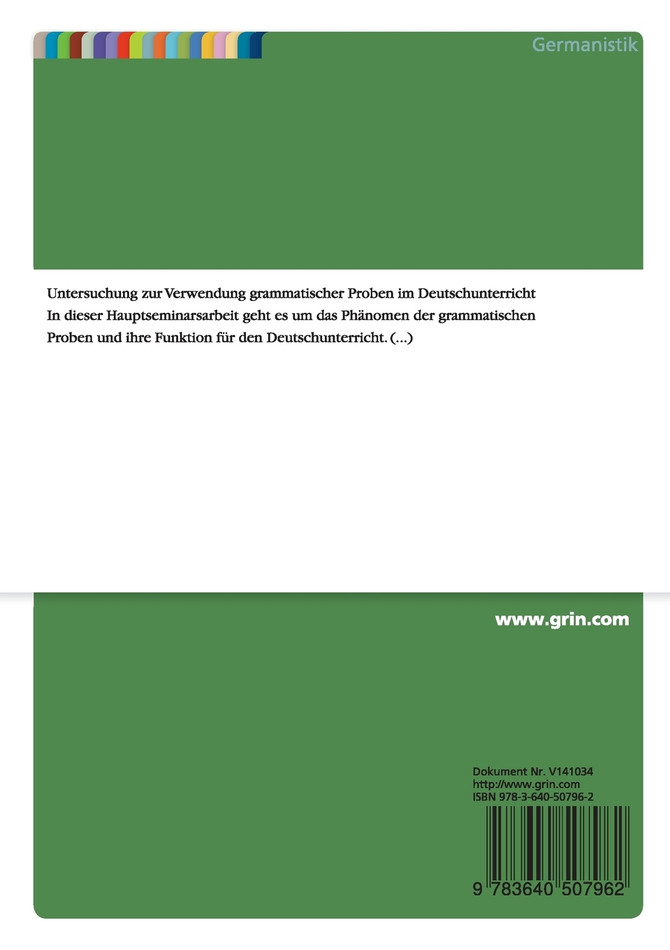Grammatische Proben im Deutschunterricht