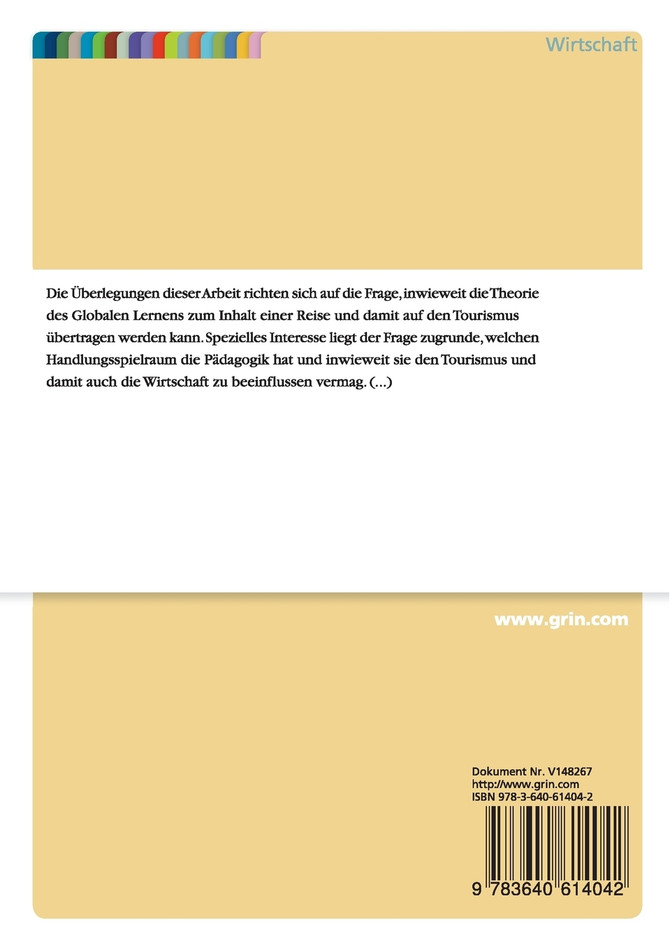 Globales Lernen im Tourismus am Beispiel der AGSEP