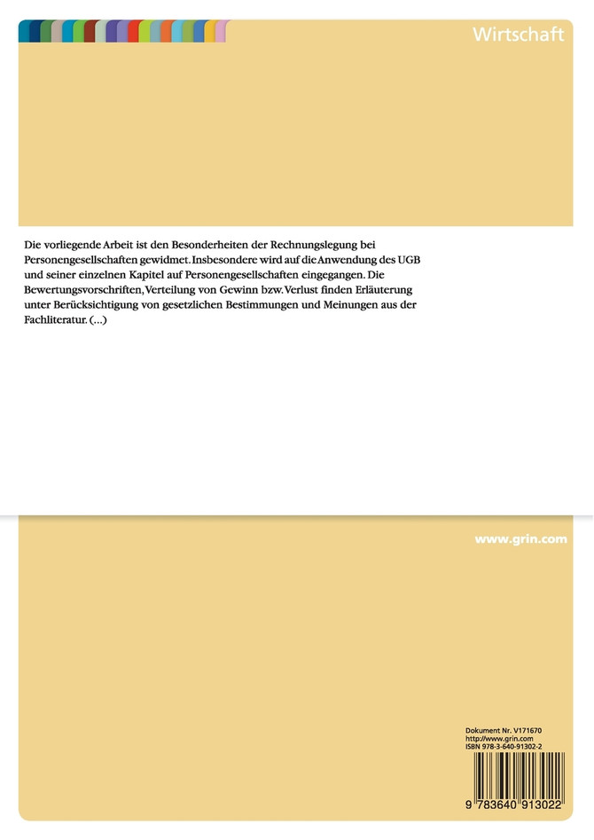 Besonderheiten der Rechnungslegung für Personengesellschaften lt. UGB