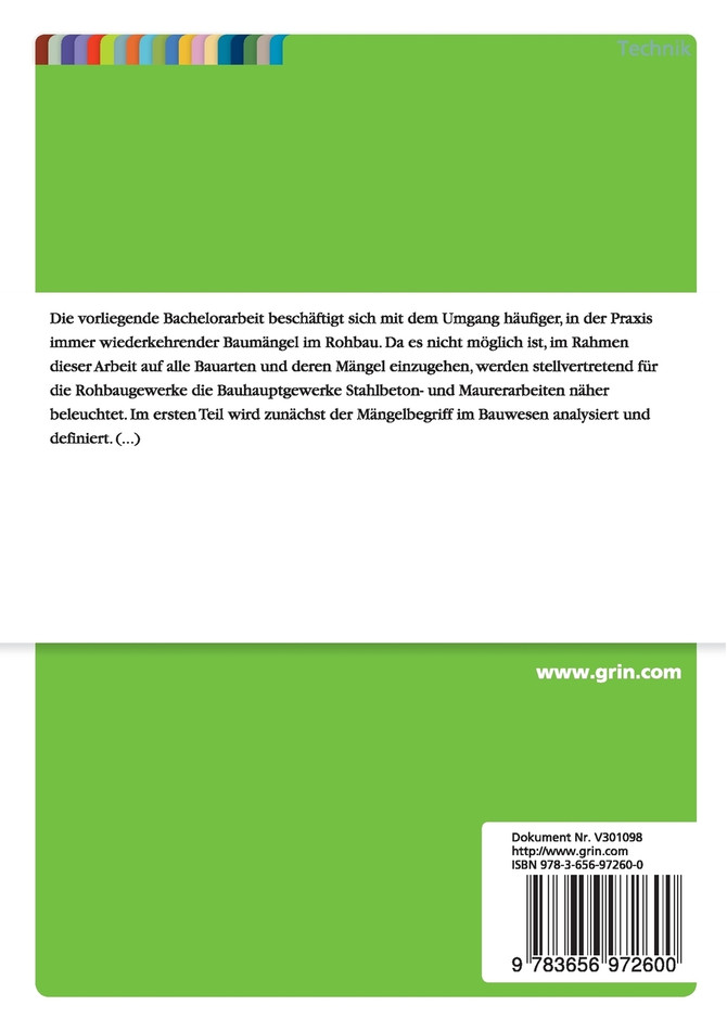 Beitrag zum Umgang mit typischen Baumängeln im Rohbau