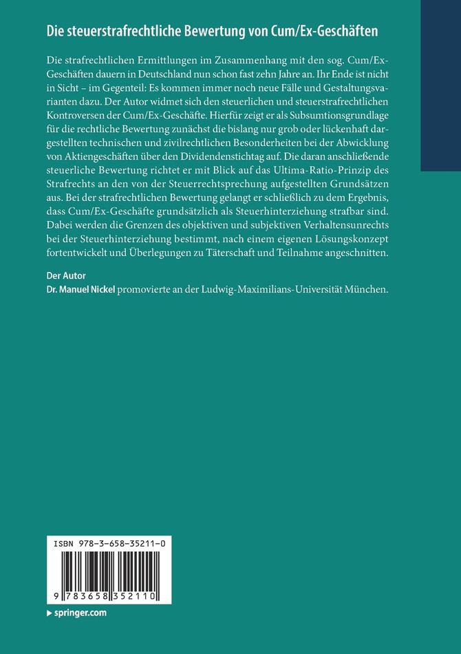 Die steuerstrafrechtliche Bewertung von Cum/Ex-Geschäften