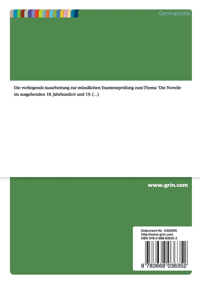 Die Novelle im ausgehenden 18. Jahrhundert und im 19. Jahrhundert