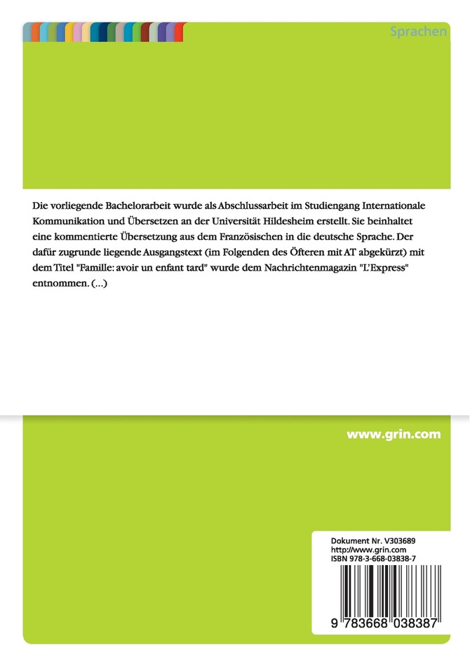 Kommentierte Übersetzung des französischen Textes "Famille