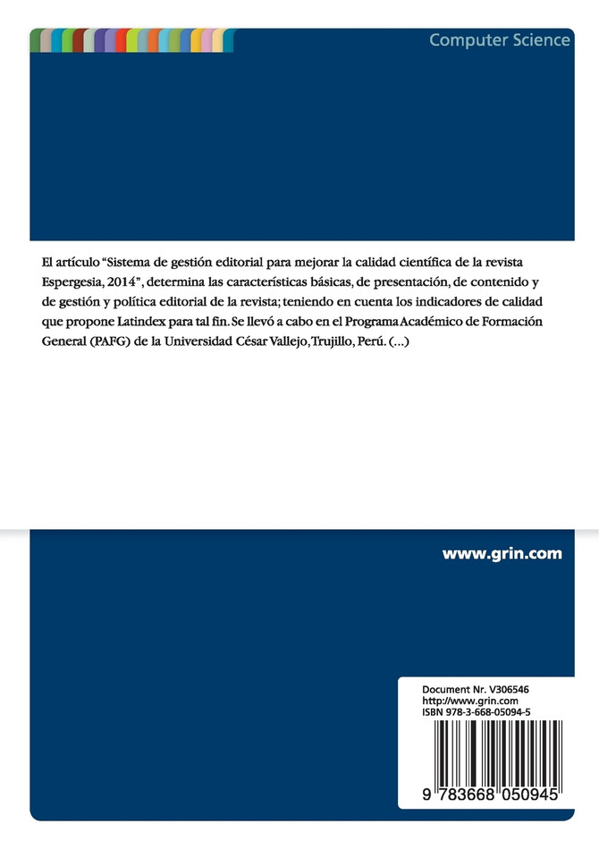 Sistema de gestión editorial para mejorar la calidad científica de la revista "Espergesia, 2014"