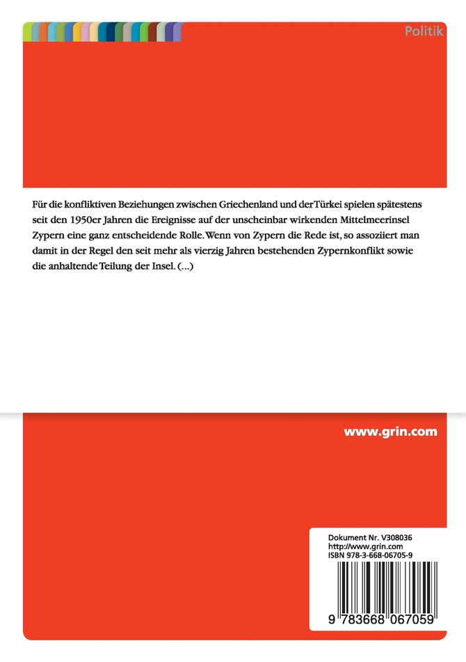 Der Zypern-Konflikt. Eine konstruktivistische Analyse der griechischen Zypernpolitik in der Zeit vor und nach dem EU-Beitritt der Insel 2004