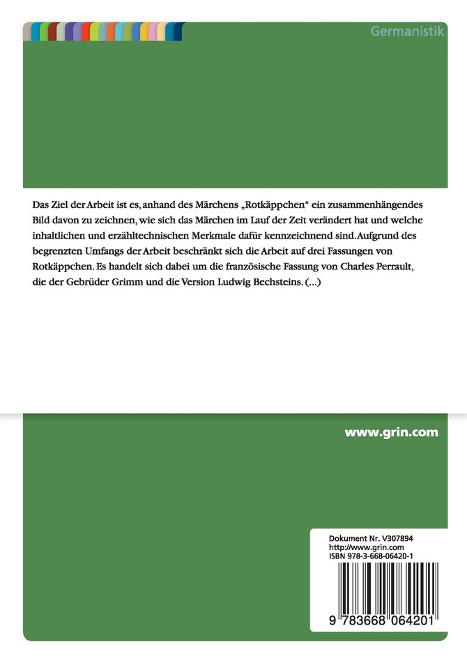 Das Warnmärchen „Rotkäppchen" im Laufe der Zeit