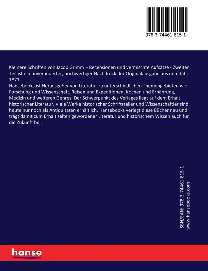 Kleinere Schriften von Jacob Grimm