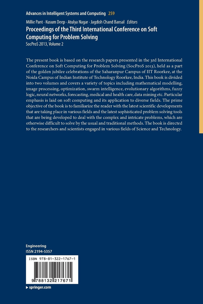 Proceedings of the Third International Conference on Soft Computing for Problem Solving