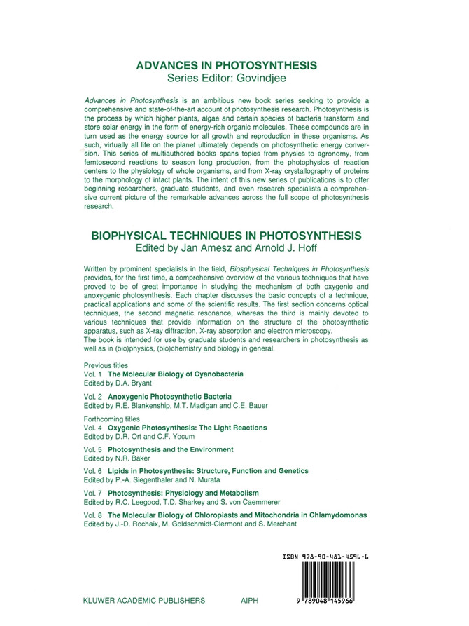 Biophysical Techniques in Photosynthesis
