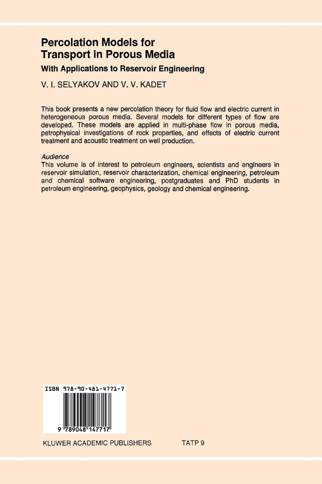Percolation Models for Transport in Porous Media