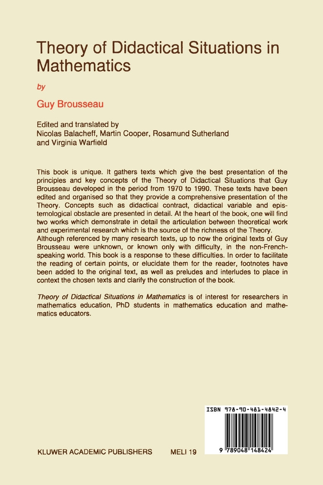Theory of Didactical Situations in Mathematics