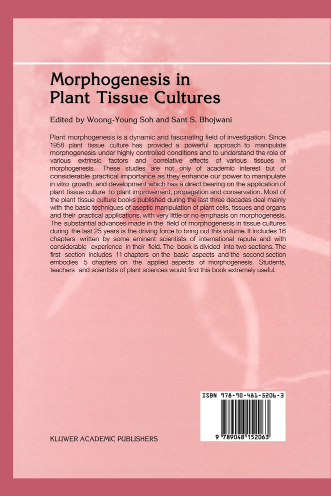 Morphogenesis in Plant Tissue Cultures