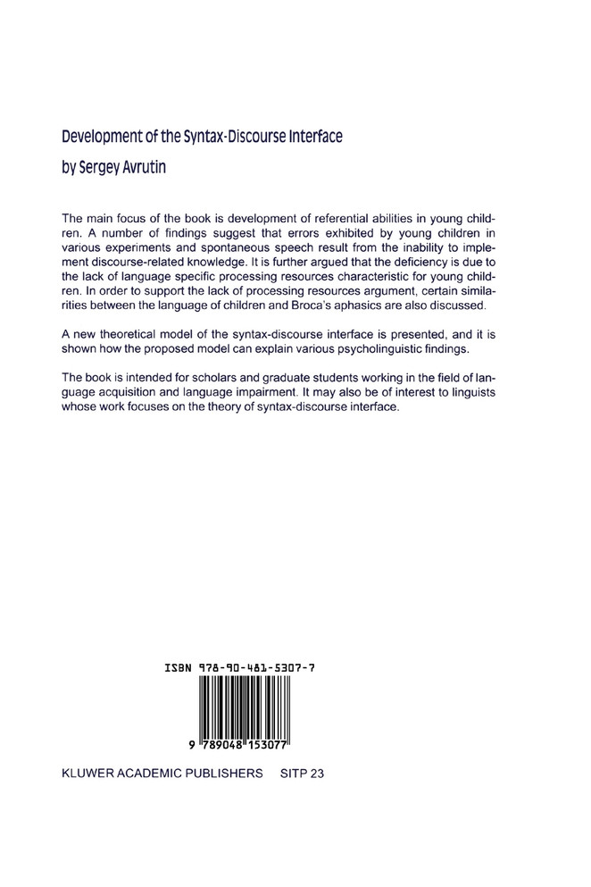 Development of the Syntax-Discourse Interface