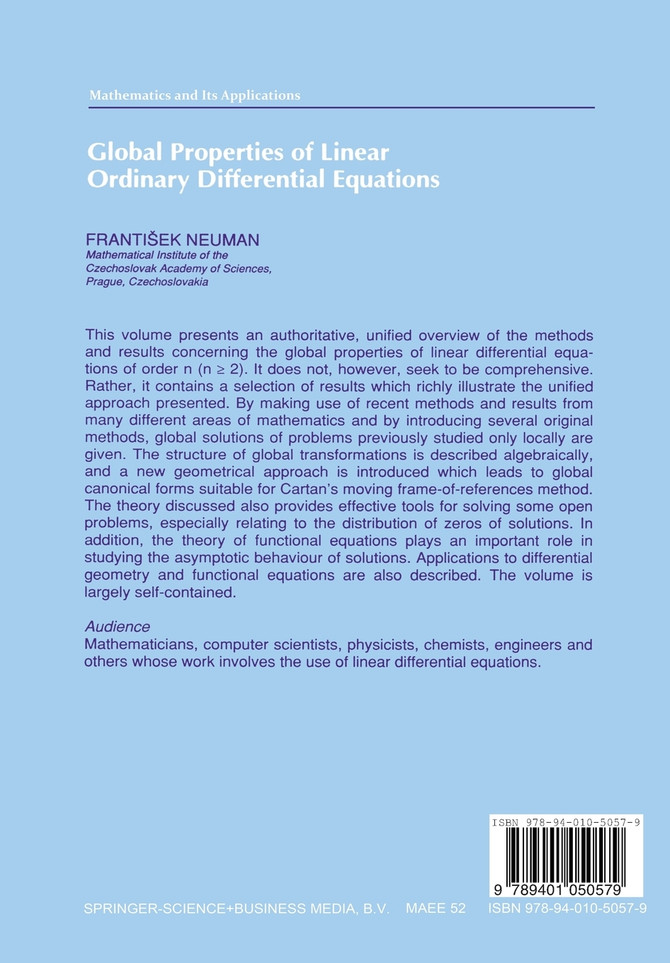 Global Properties of Linear Ordinary Differential Equations