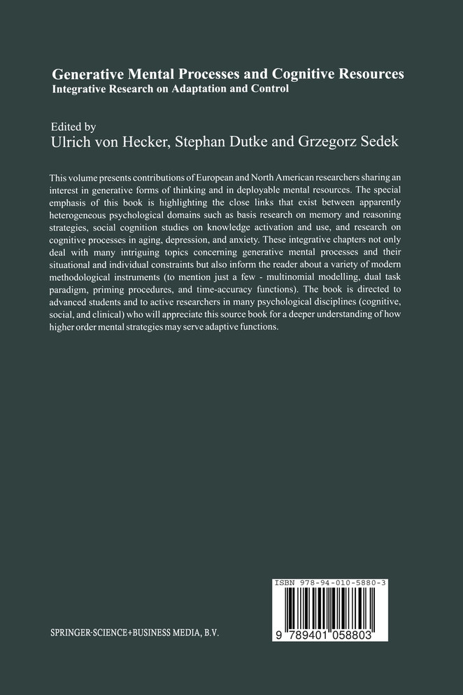Generative Mental Processes and Cognitive Resources