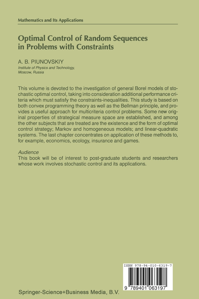 Optimal Control of Random Sequences in Problems with Constraints