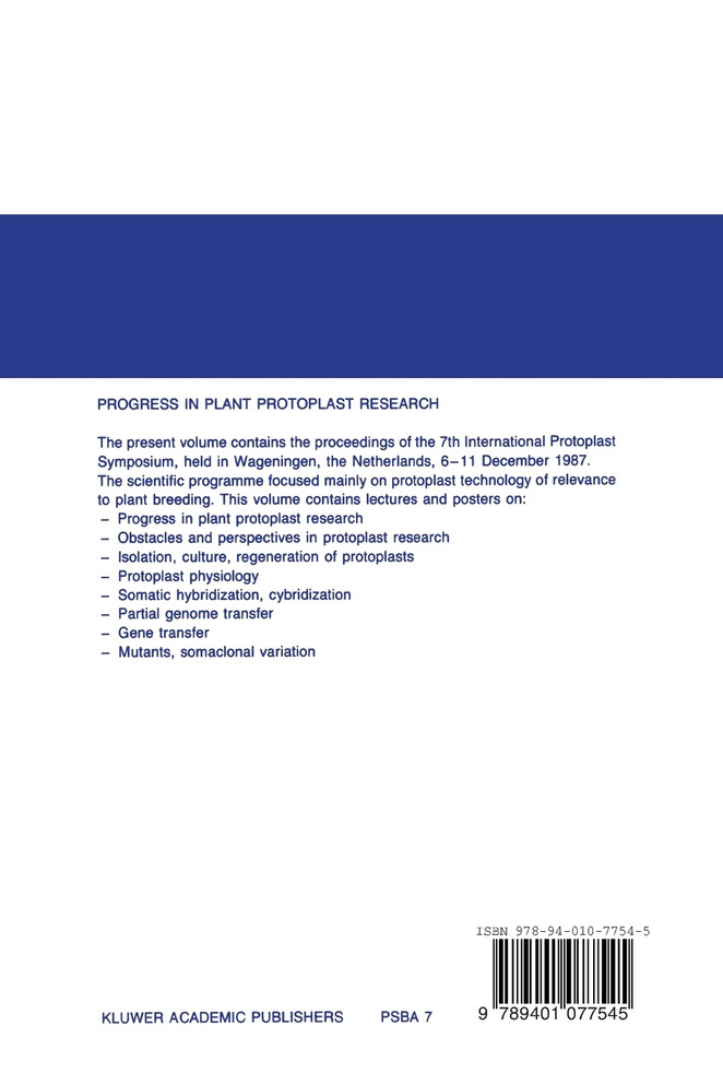 Progress in Plant Protoplast Research