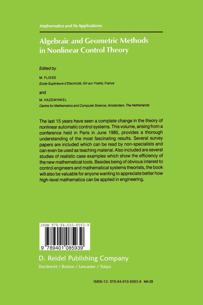 Algebraic and Geometric Methods in Nonlinear Control Theory