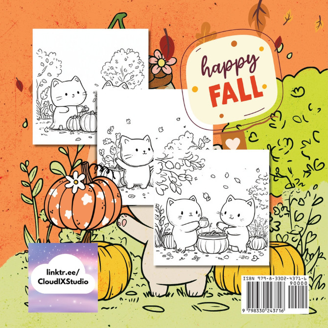 Cute Cats and Pumpkins Cozy Fall Coloring Book
