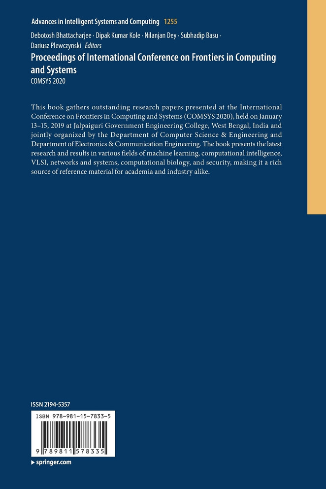 Proceedings of International Conference on Frontiers in Computing and Systems