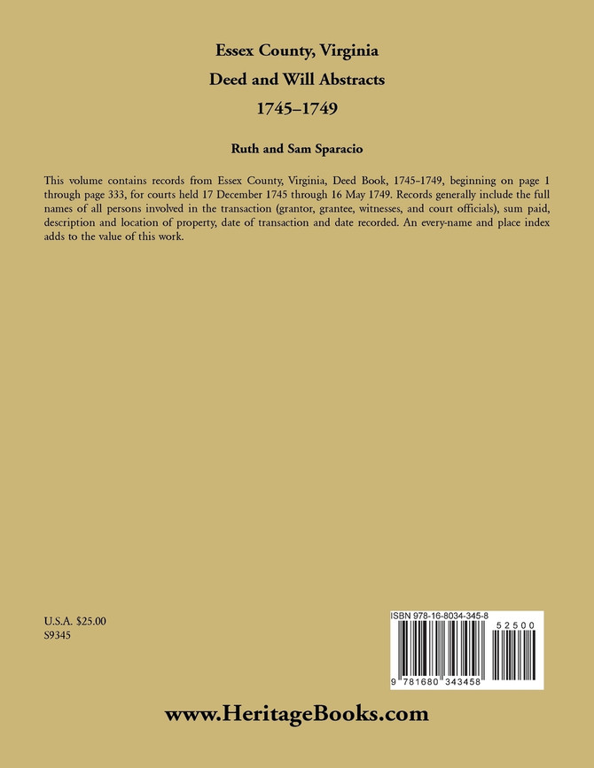 Essex County, Virginia Will Abstracts 1745-1748