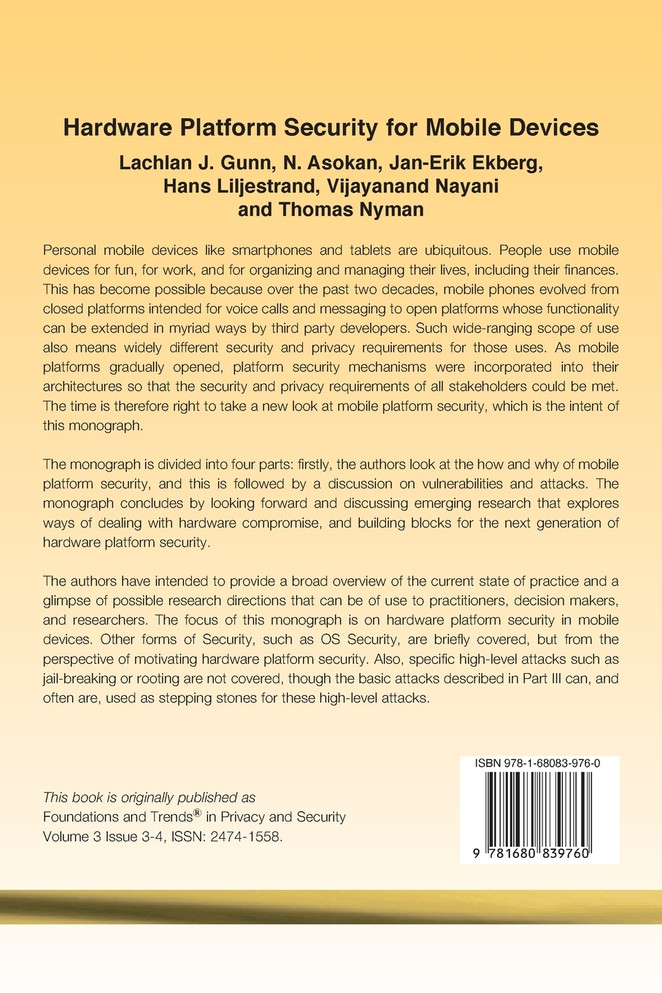 Hardware Platform Security for Mobile Devices