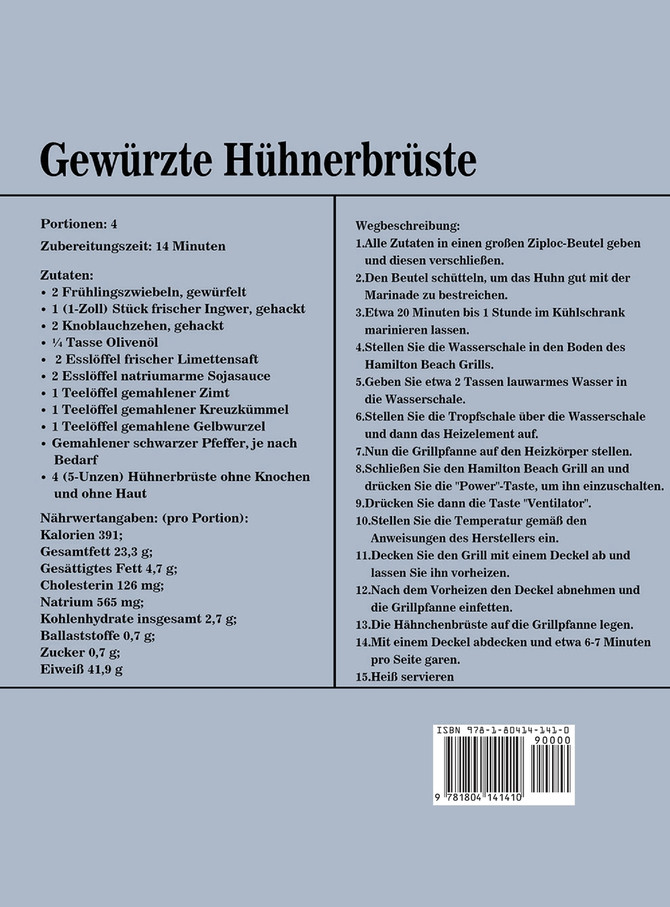 Hamilton Beach Indoor Grill Kochbuch für Einsteiger