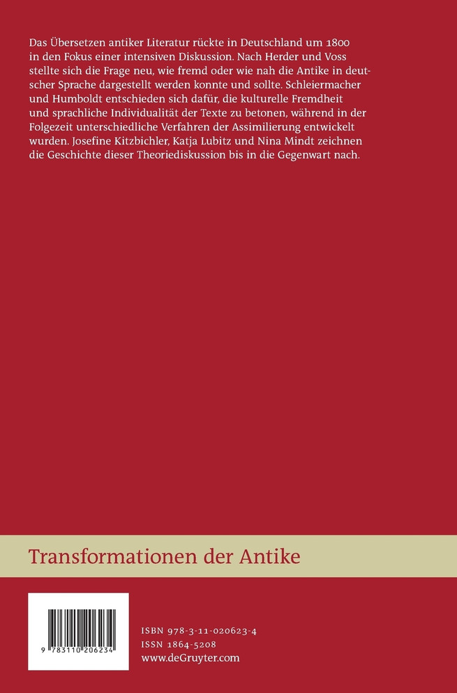 Theorie der Übersetzung antiker Literatur in Deutschland seit 1800