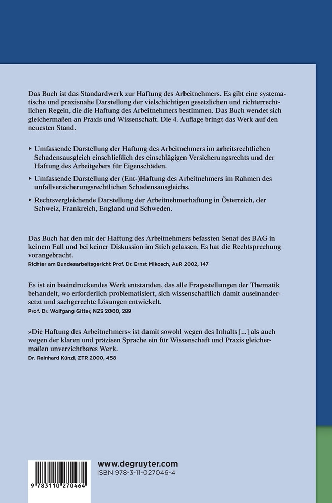Die Haftung des Arbeitnehmers