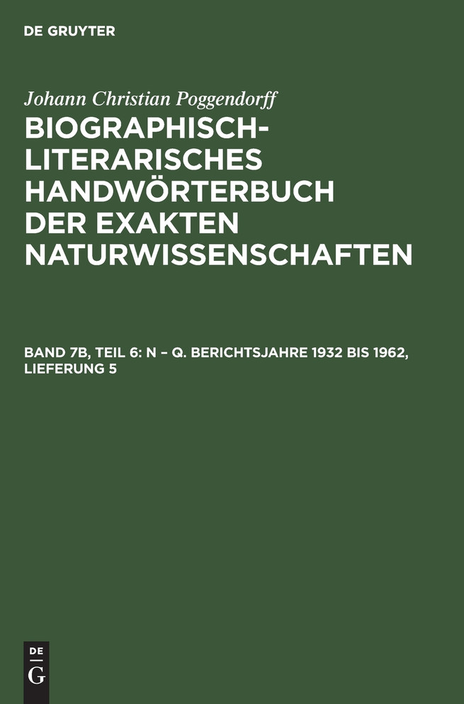 N - Q. Berichtsjahre 1932 bis 1962, Lieferung 5