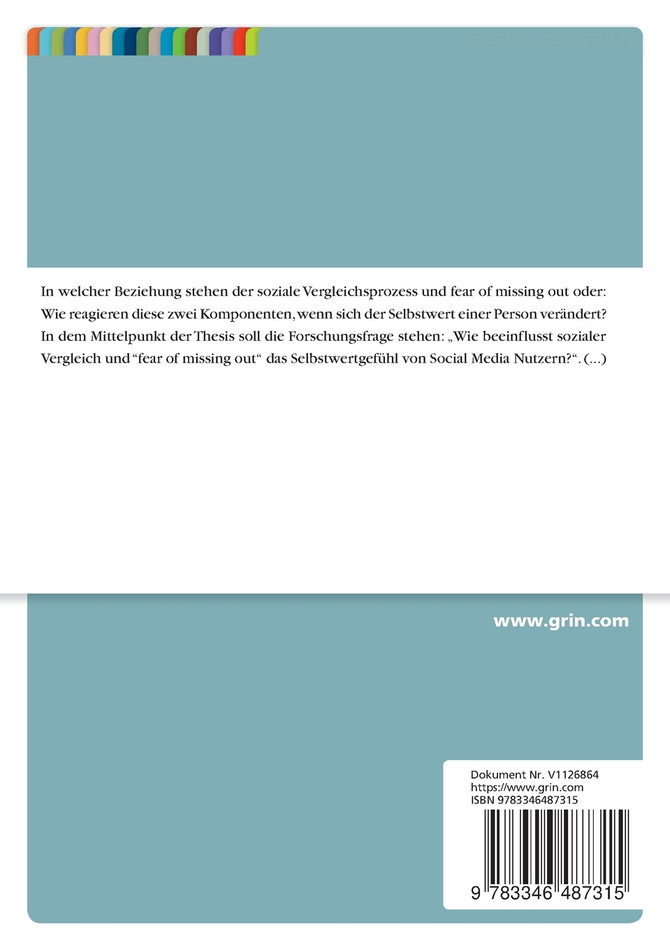 Der Zusammenhang zwischen Selbstwert, sozialem Vergleich und "fear of  missing out" von Social Media Nutzern