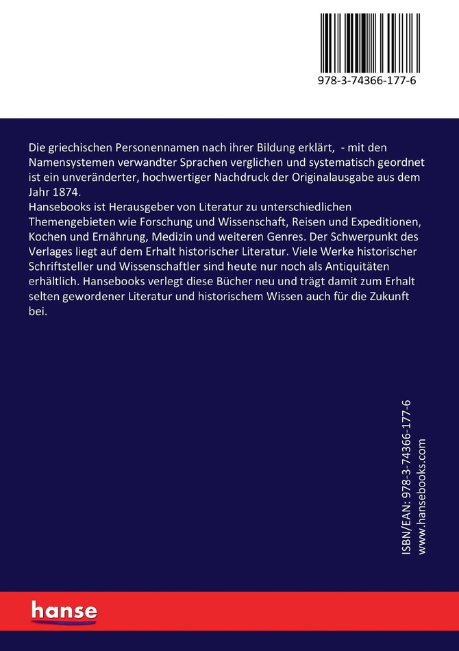 Die griechischen Personennamen nach ihrer Bildung erklärt,