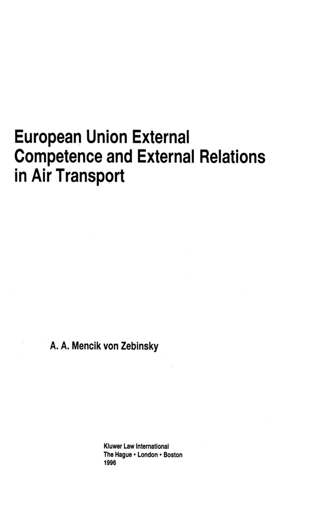 European Union External Competence and External Relations in Air Transport