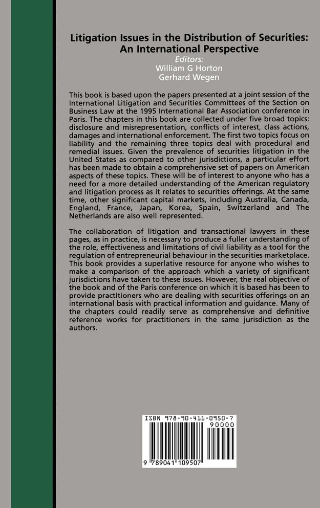 Litigation Issues In Distrib Of Securities